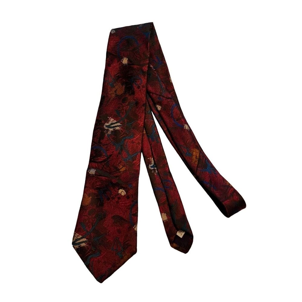 #6360 Envoy maroon Vintage print necktie Polyester
